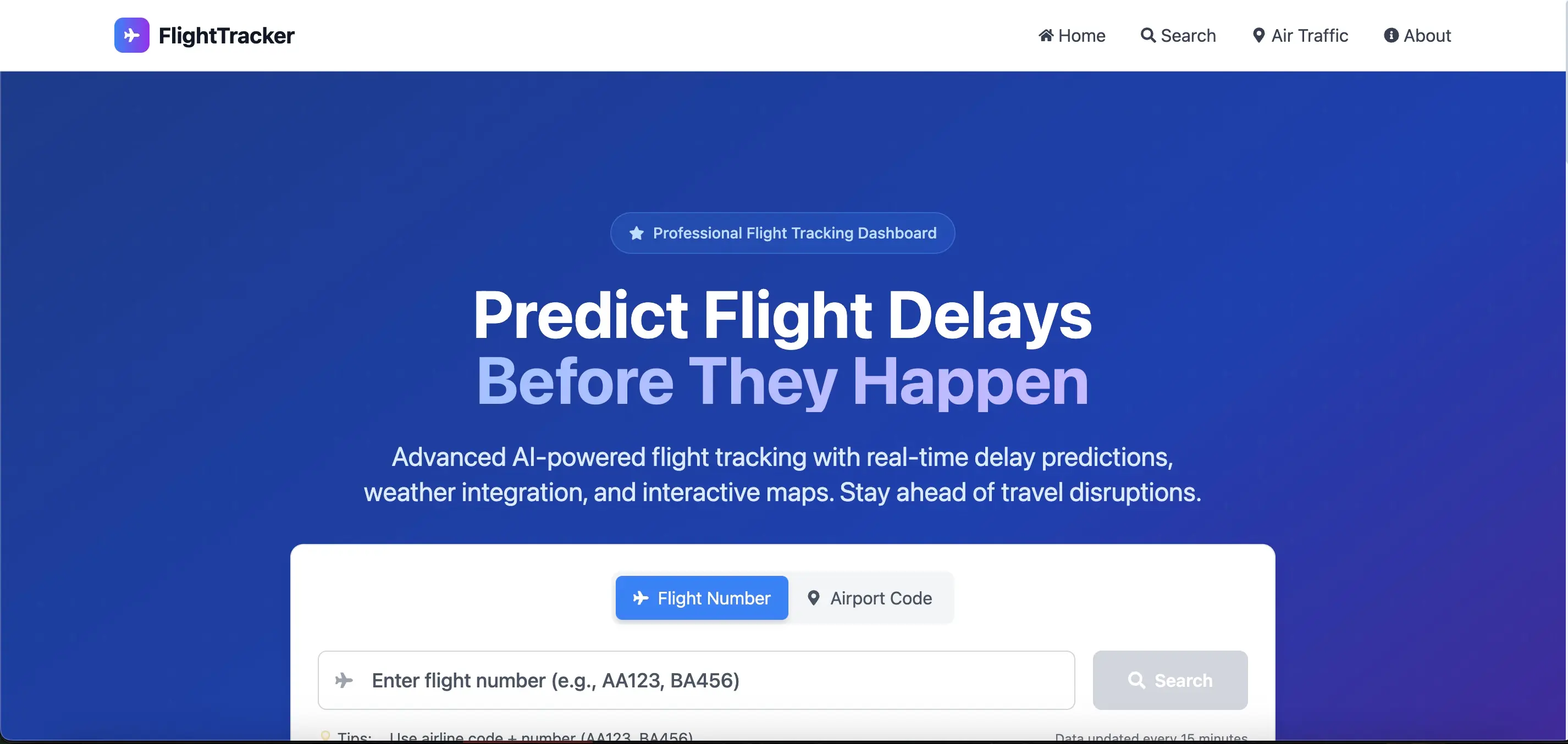 AI Flight Delay Predictor showcase