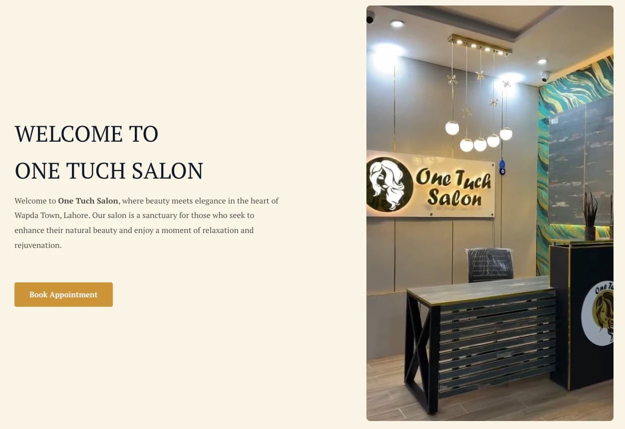 One Touch Salon - Premium Aesthetic Clinic Website