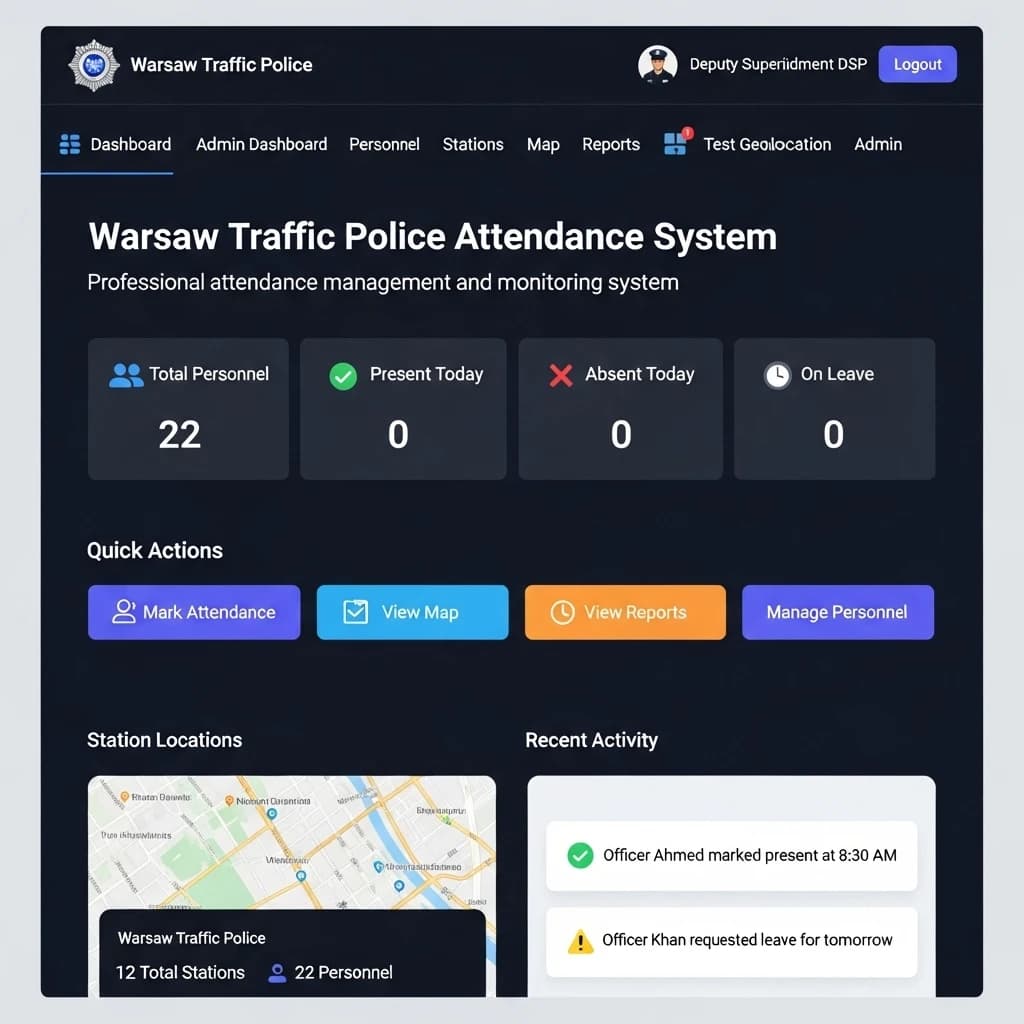 Warsaw Traffic Police Attendance Management & Tracking System